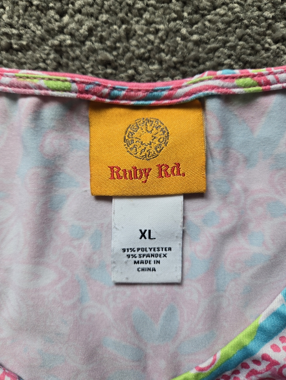 Ruby Road Womans Pink Multi-Color Floral V-Neck Tunic - Picture 6 of 6